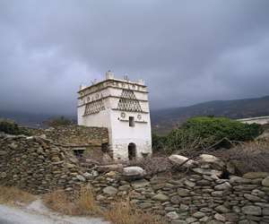 Dovecotes dot the landscape on Andros.